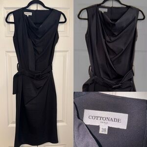 NWOT Cottonade Cowl Neck Black Sleeveless Dress Wool Blend
